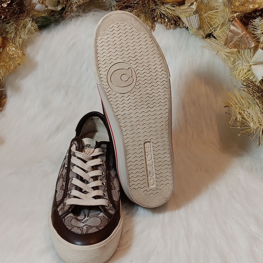 Coach /Monogram Leather Low-Top Sneakers - Picture 5 of 8